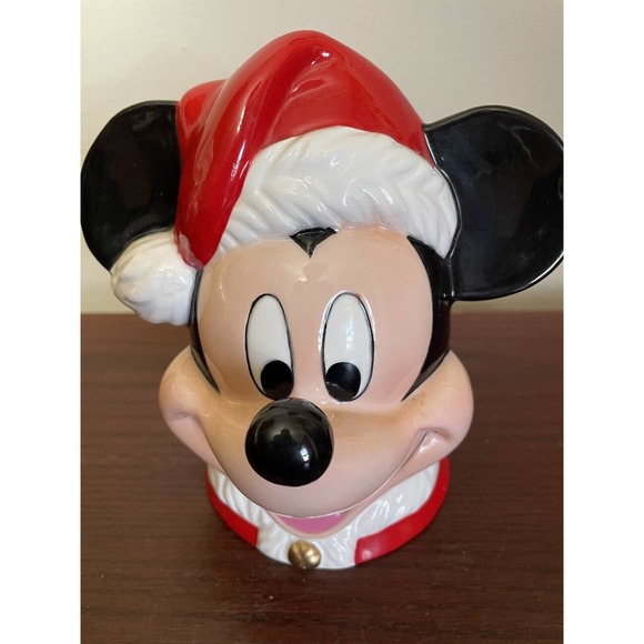 ENESCO for Walt Disney Ceramic MICKEY MOUSE Christmas BANK 6” Tall, Christmas - Picture 2 of 7